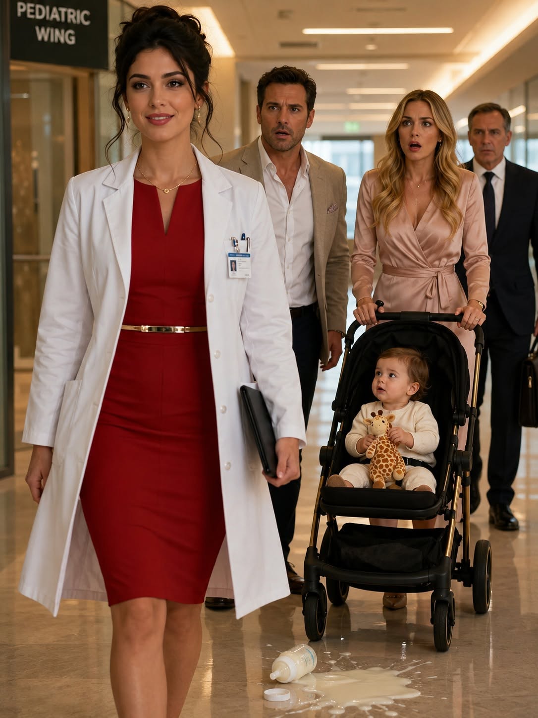 One year after my divorce, I ran into my ex-husband in the pediatric wing of the hospital where I worked. He proudly introduced the one-year-old son he had with my former best friend, expecting me to fall apart in front of everyone. Instead, I smiled and quietly said, Really? Five minutes later, my attorney stepped off the elevator—and the sound of a baby bottle hitting the floor was the first crack in the life they thought they had stolen from me.