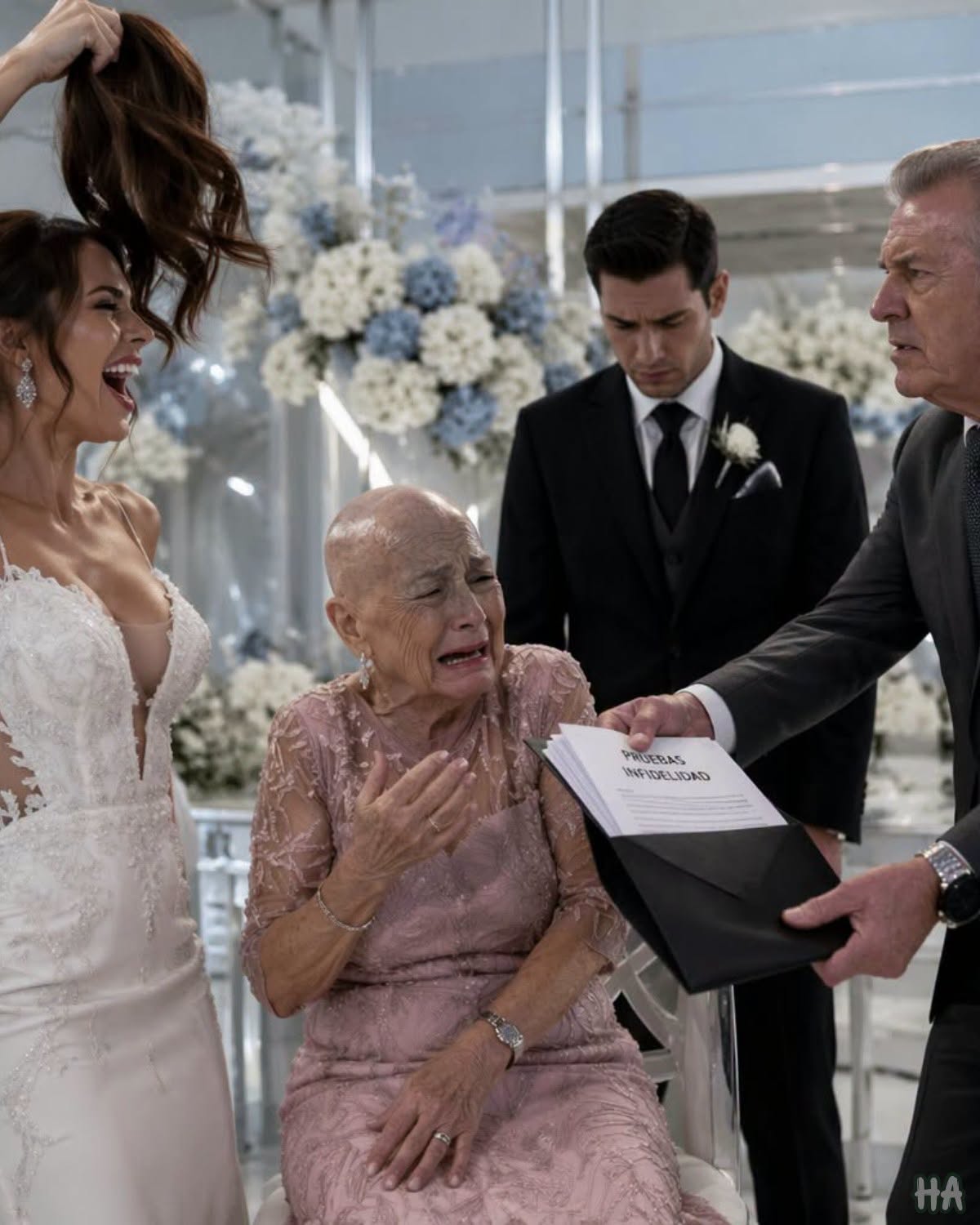 At My Son’s Wedding, My Daughter-in-Law Tore Off My Wife’s Wig in Front of the Cake… But She Had No Idea I Was Holding the Letter That Could Destroy Her Family