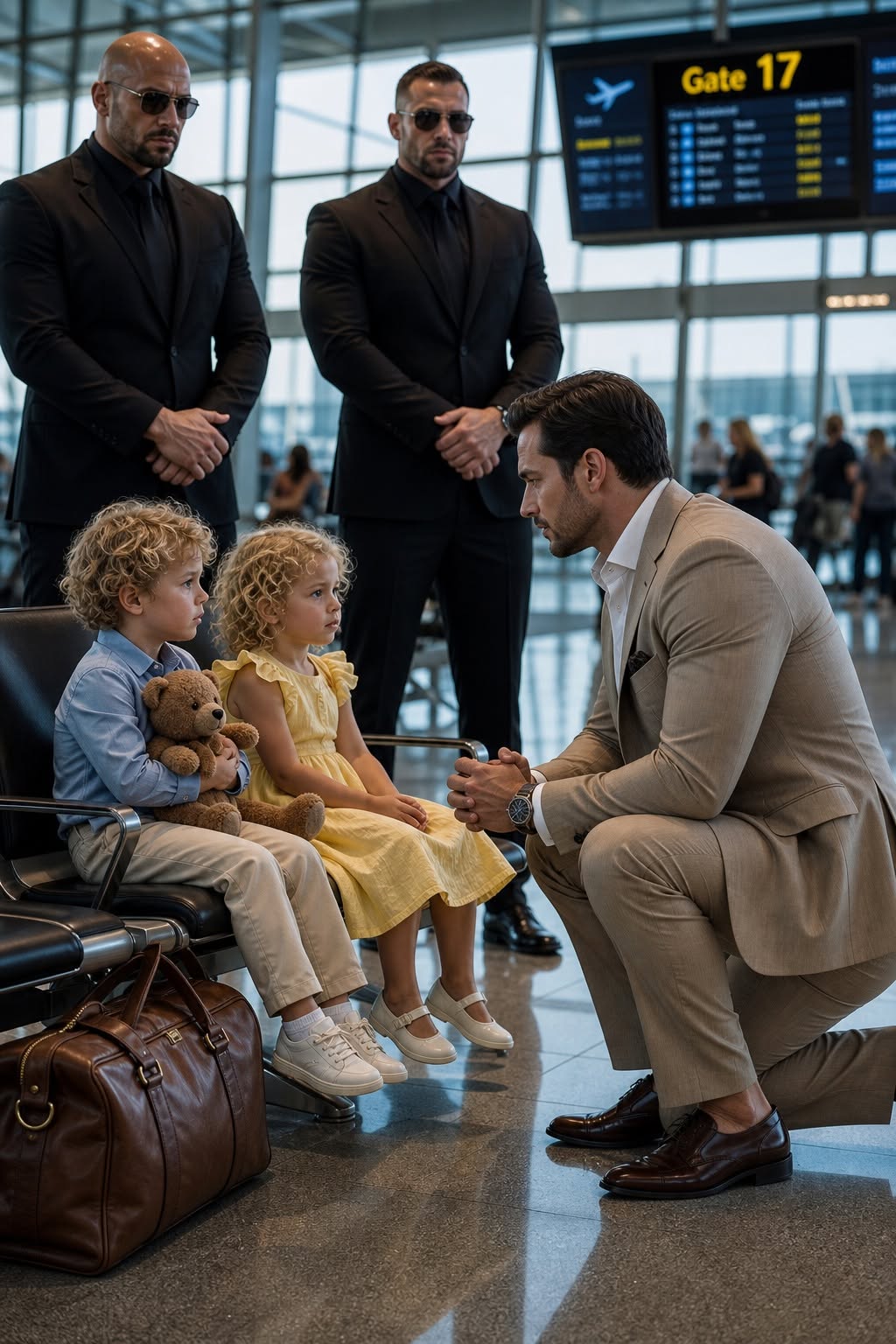 Two five-year-old twins were left on a bench at O’Hare without a kiss, without a goodbye, and without anyone turning back to see if they were crying. Their stepmother thought she could walk onto a plane and disappear—but she didn’t know the man watching from across the terminal had already decided those children would never be abandoned again.