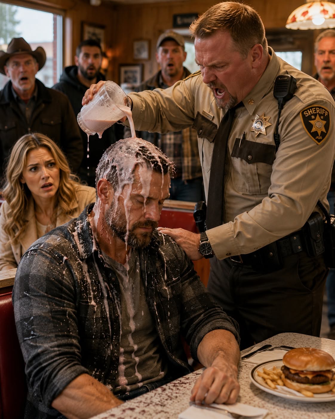 The sheriff dumped a milkshake over my head in front of the entire diner…
