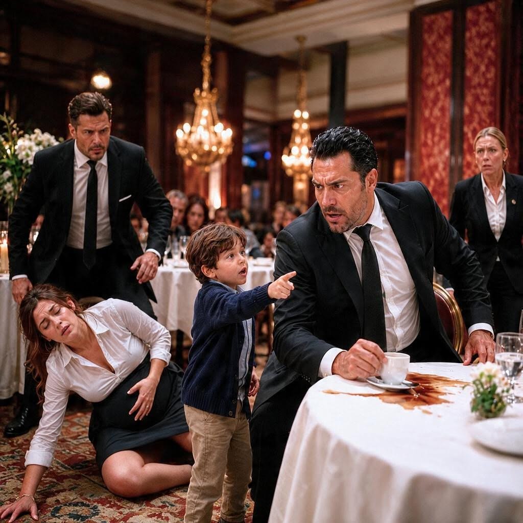 The Pregnant Waitress Collapsed at the Mafia Boss’s Table—Then Her Six-Year-Old Son Whispered, “Don’t Drink It”