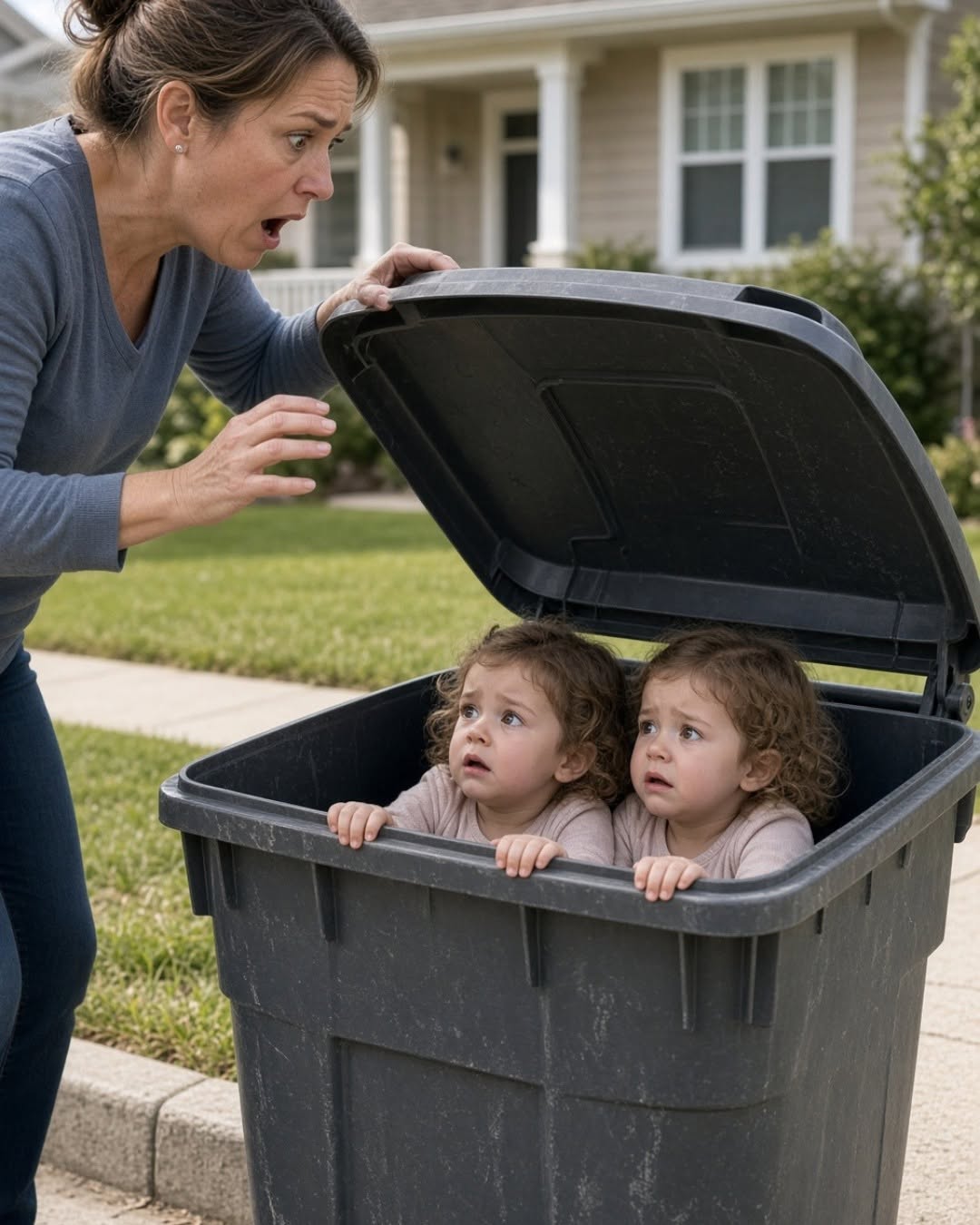 I Found My New Neighbor’s Twin Toddlers Hiding Inside My Empty Trash Can — Then One of Them Said Something That Made My Bl:ood Run Cold
