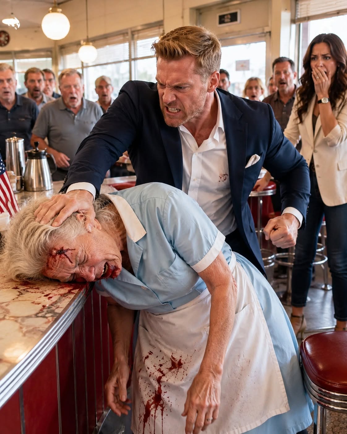 A powerful local bully shoved my seventy-five-year-old mother to the floor inside her own North Carolina diner, then bragged that his family controlled the sheriff and everyone in town. He thought the only video ended after twelve seconds—but I recovered the missing footage, and when two black SUVs arrived, an Army officer walked in and revealed the rank I had kept secret.