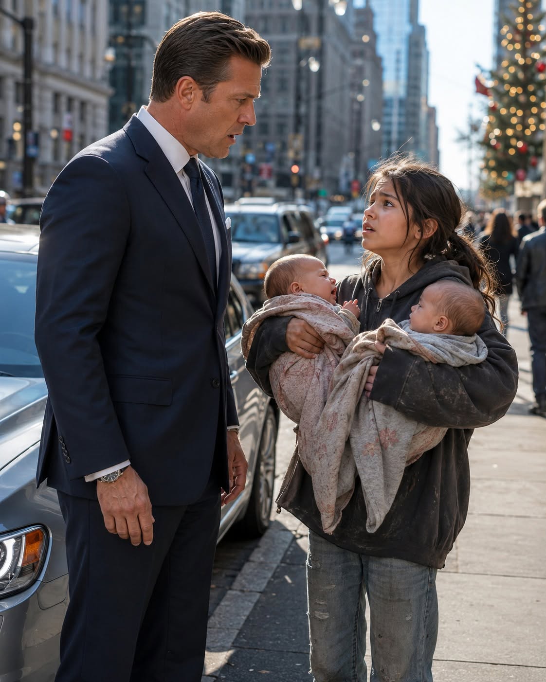 Millionaire Sees A Poor Girl Caring For Twins — “Want One?” She Asks, Shocking Him...
