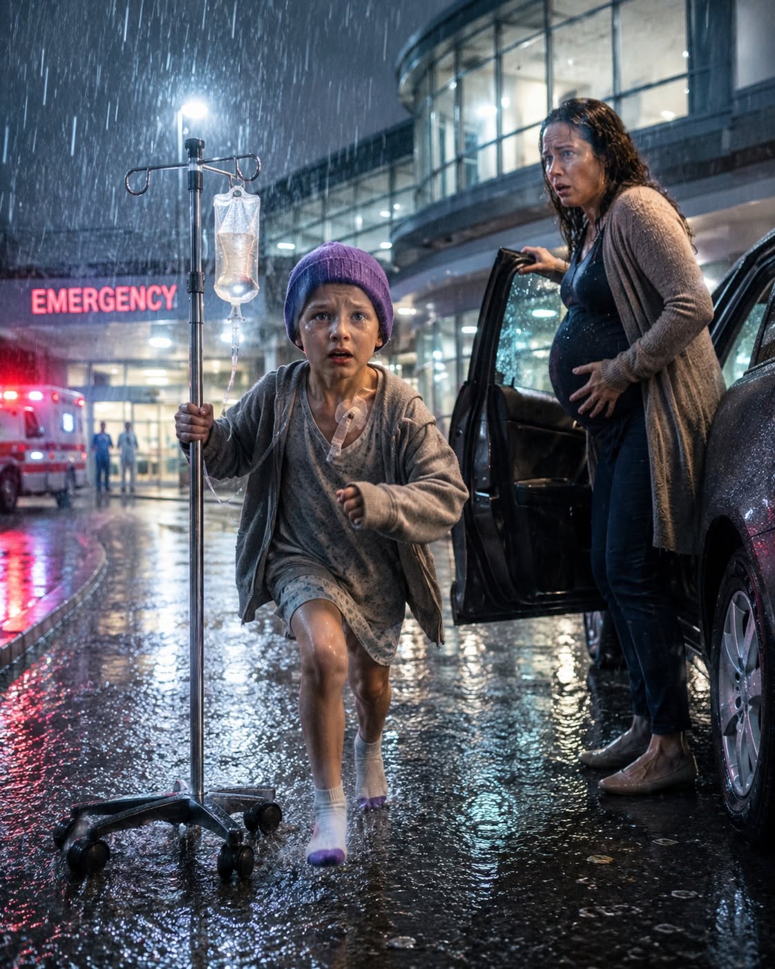 At 11:43 p.m., Elise Hart saw a child in a hospital gown running through the rain with an IV pole clattering behind her.