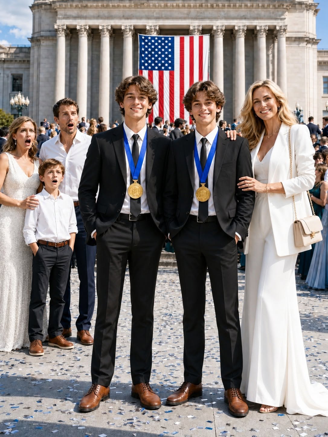 Thirteen years after our divorce, I walked into an elite intellectual tournament with my billionaire wife and the son she had spent years calling a “genius.” Then my ex-wife appeared across the auditorium with twin boys I had never met—and when both of them stepped onto the stage to receive the only two gold medals, my wife went pale. I went colder, because the boys had my face.
