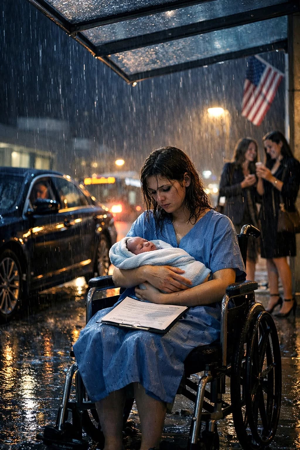 I had just been discharged from the hospital after giving birth, my body aching, legs trembling, my newborn daughter asleep against my chest.