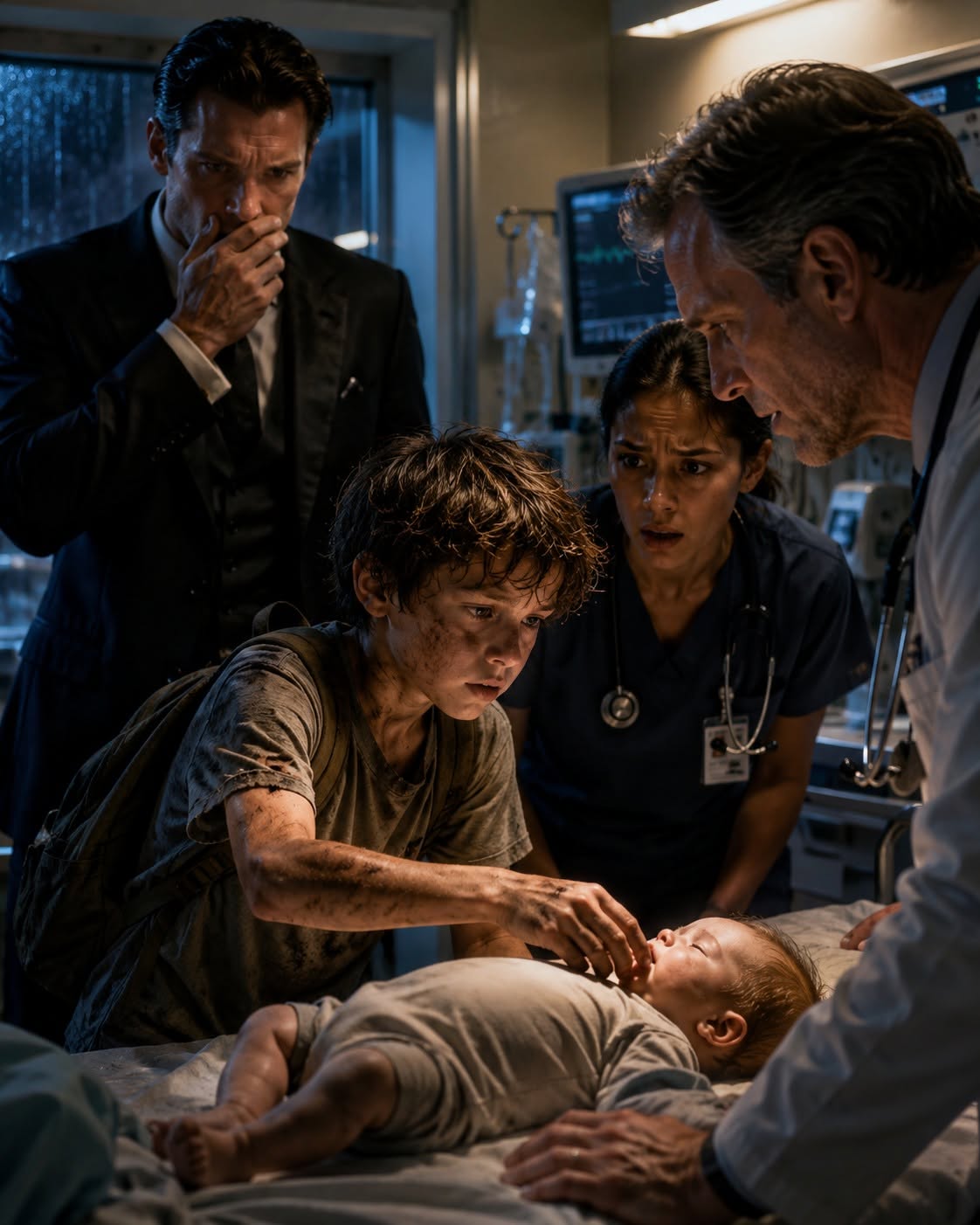 The doctors had already given up on the billionaire’s baby when a homeless boy walked in and asked for sixty seconds