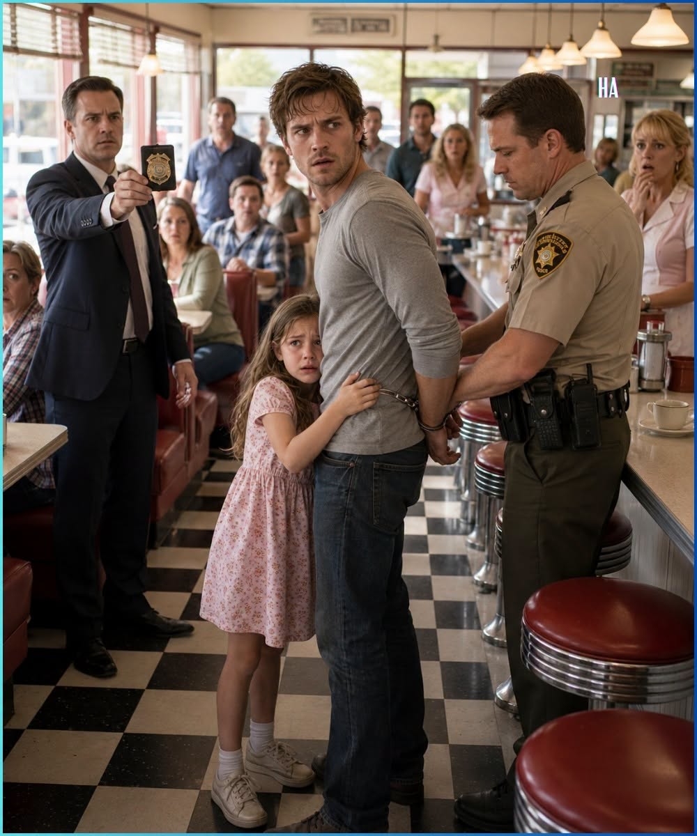 The Sheriff Handcuffed a Single Dad in Front of His Daughter, Then One Badge Made the Entire Diner Go Silent