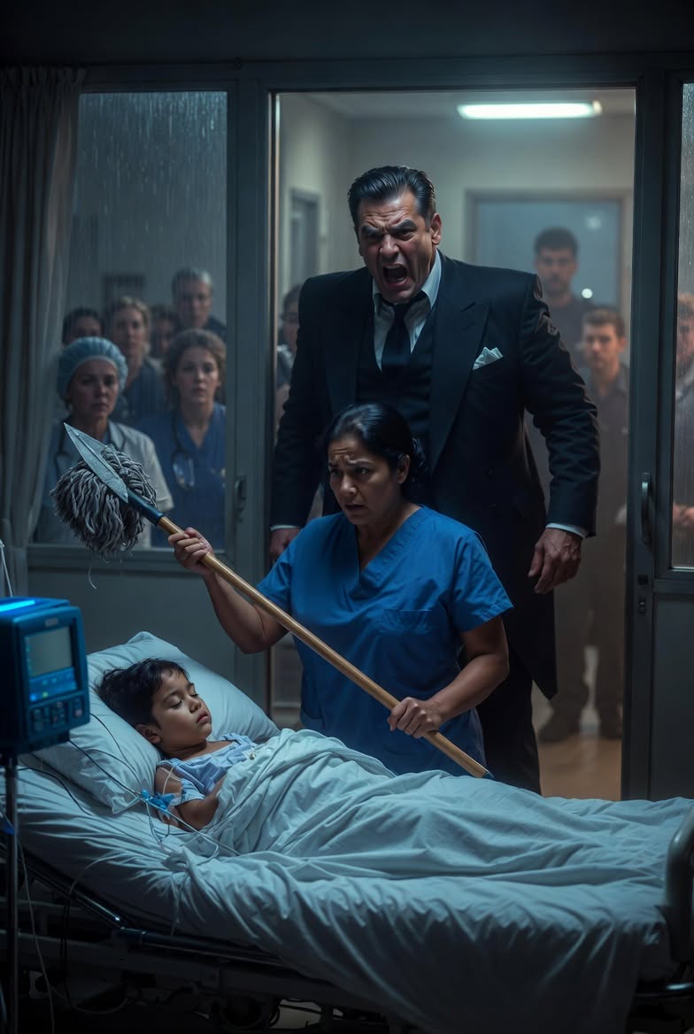 The mafia boss stormed into the hospital ready to kill whoever threatened his son… only to find a bleeding cleaning lady standing guard over the child