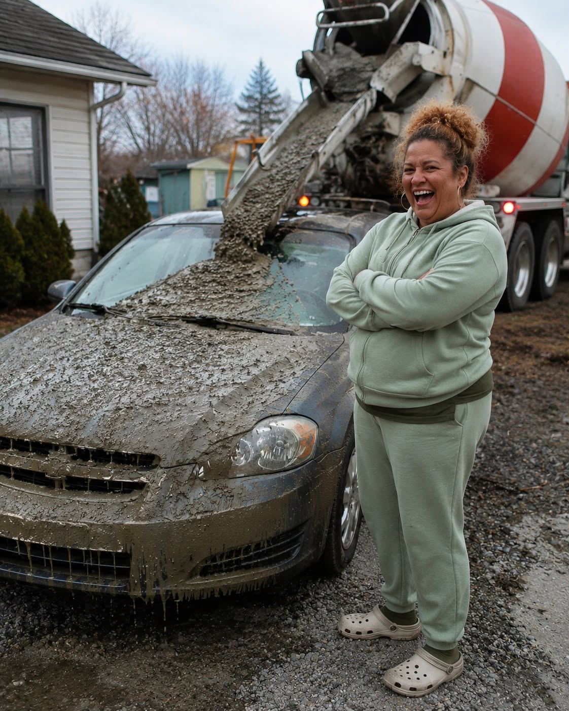 "My neighbor POURED CONCRETE all over my car, claiming it was ""blocking her view of the lake"". She laughed at first, but then my 8-year-old daughter stepped in and wiped that smug smile right off her face.