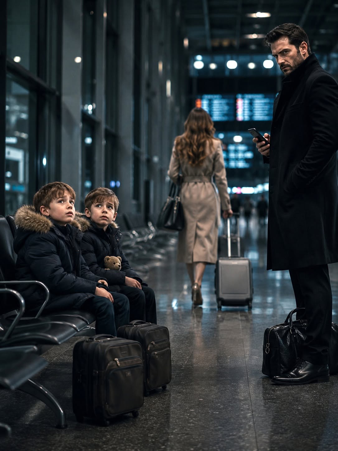 The Mafia Boss Found Two Abandoned Twins at O’Hare Gate 19—Then the Airport Cameras Exposed Their Stepmother’s Lie and the Promise He Couldn’t Break