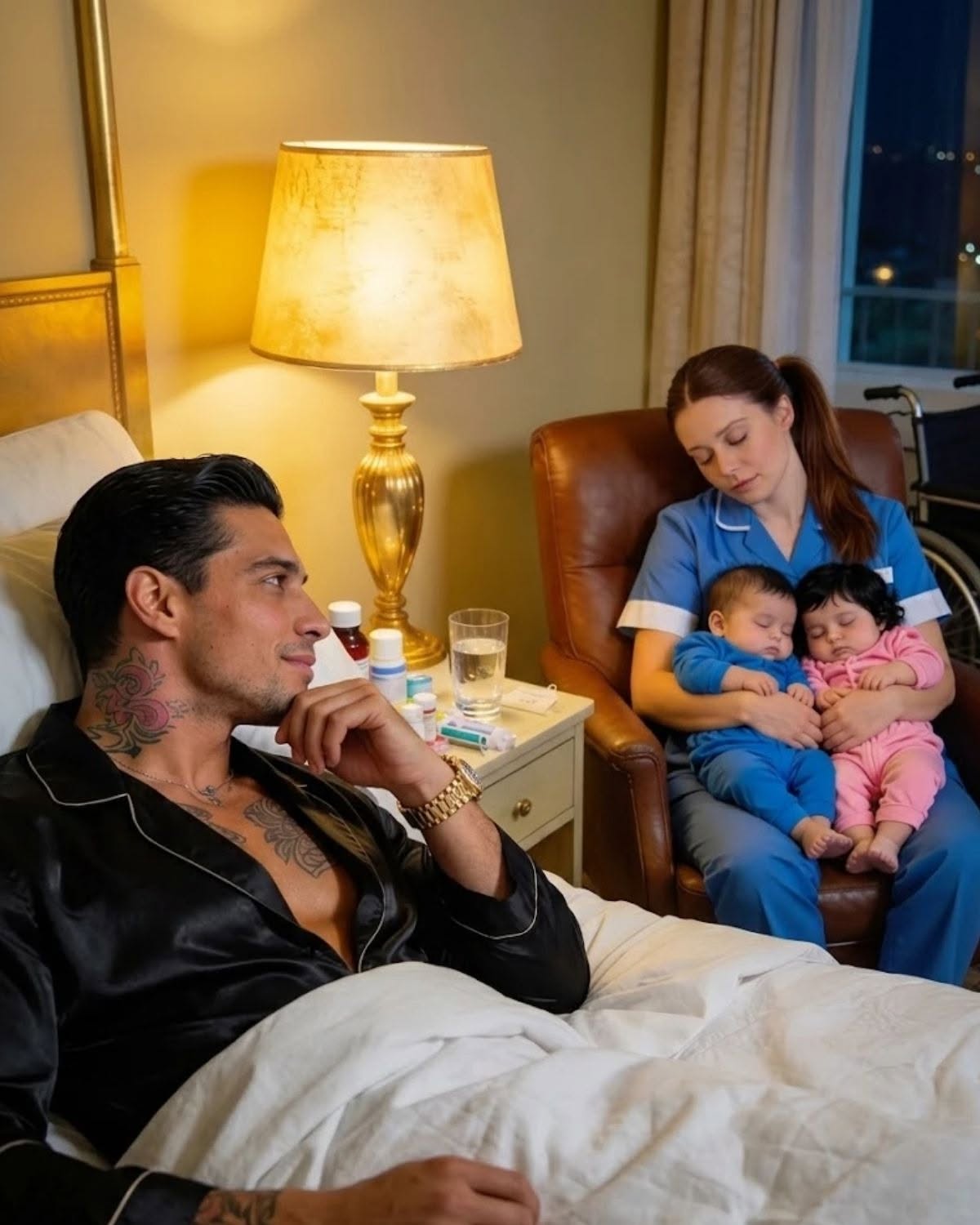 "A paralyzed mafia boss never smiles – until he sees his exhausted maid beside him.