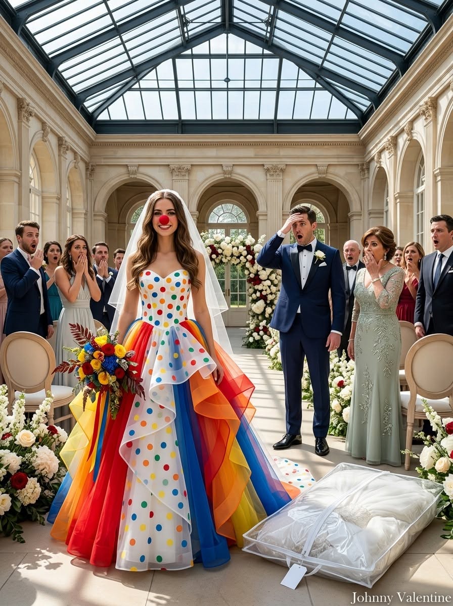 "My mother-in-law hid my wedding dress and left me a clown costume along with a note that read, """"Know your place""""; in front of 200 guests, I put it on, took my father's hand, and walked down the aisle without crying, revealing a secret that would ruin their lives forever.