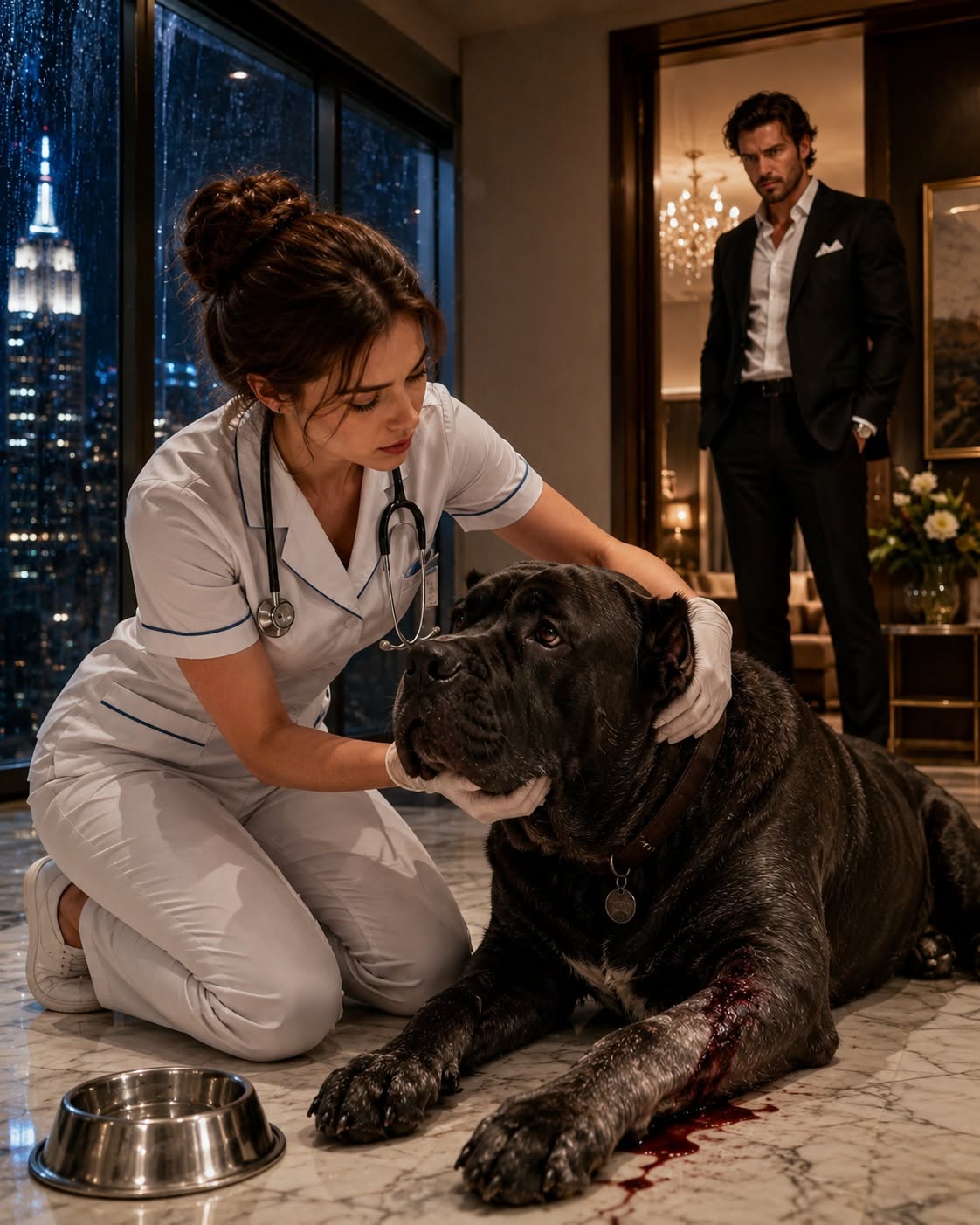 The most feared mafia boss in New York had a dog that hadn't eaten in an entire month, and five of the city's best veterinarians had already admitted defeat. Then I walked into his penthouse with nothing but a mop bucket waiting for me back at work, whispered a single word to the dying Mastiff, and watched him lift his head for the first time in weeks. I didn't know the man hiding in the shadows had been studying me the entire time—or that the moment his dog looked at me, he decided I would never be allowed to leave his world.