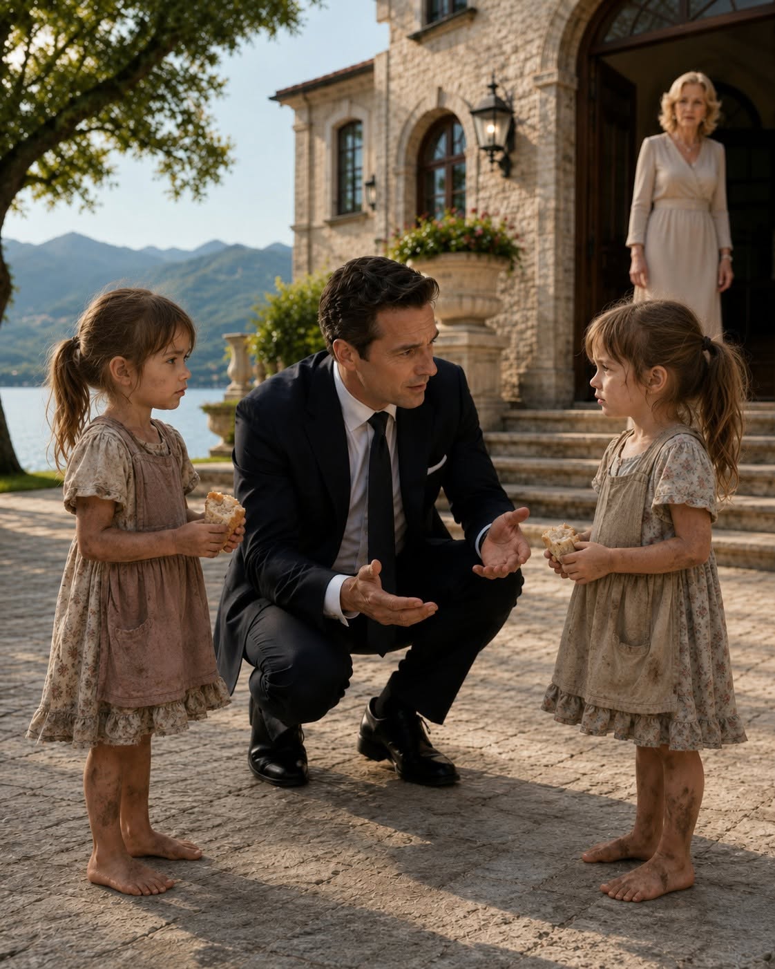 The millionaire returned to his late wife's house and found two barefoot twin girls: the bread roll they were carrying concealed his own family's betrayal.