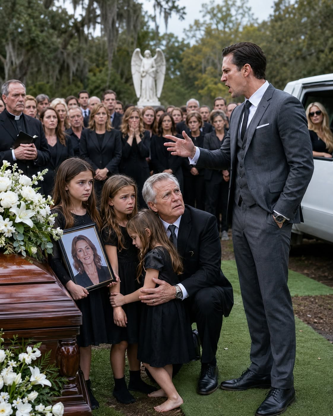 At my daughter's memorial service, my son-in-law shocked over 200 guests by announcing he was putting his own daughters into foster care to 'start fresh' with his new fiancée. He thought he was getting clean away. What he didn't know was that his daughters had already secured their late mother's personal diary, hidden voice recordings, and one final envelope that would completely ruin his upcoming wedding before he could even say 'I do.'
