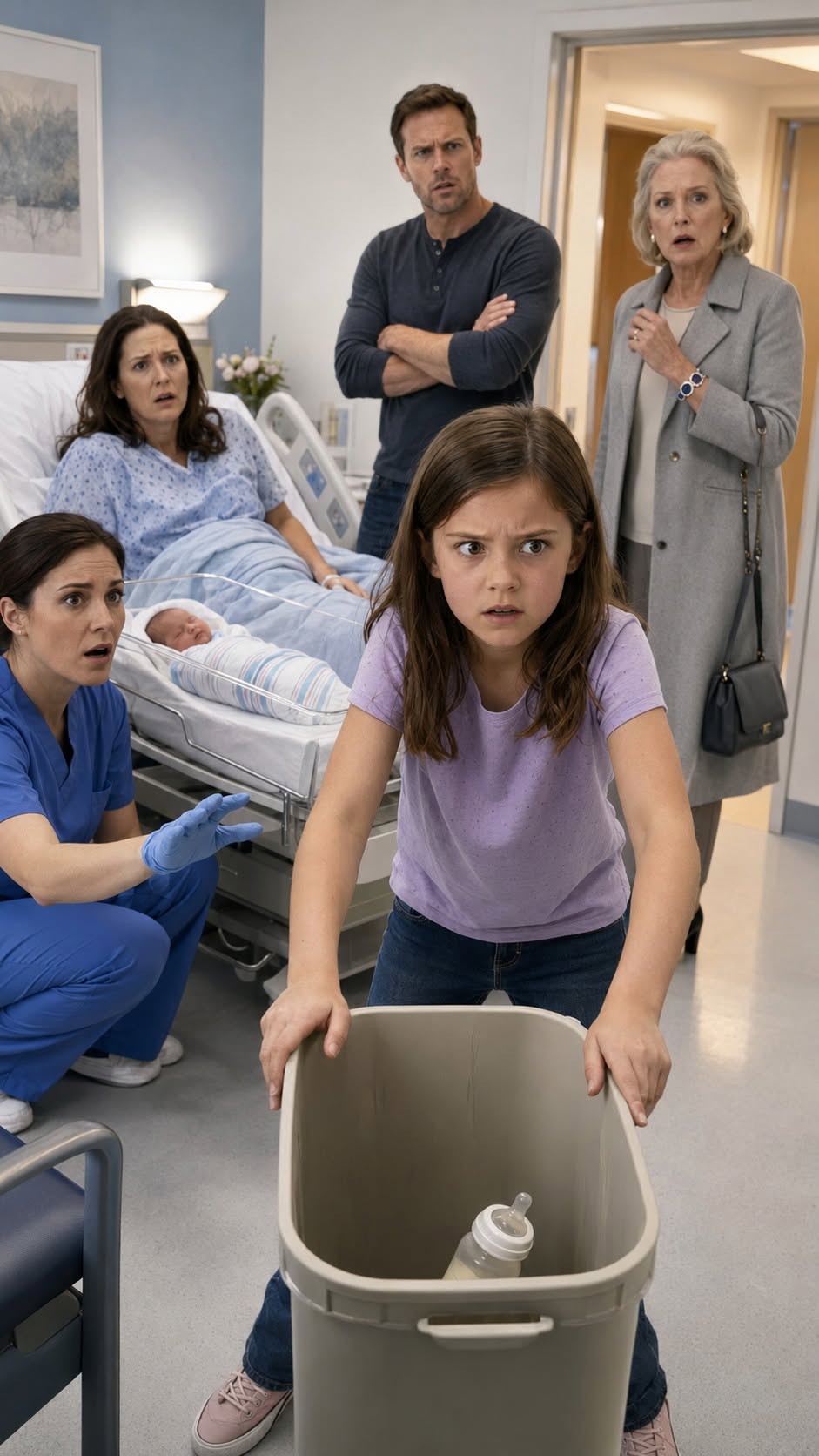 My eight-year-old daughter ripped a bottle of breast milk from the nurse’s hand and threw it into the hospital trash ten seconds before it was fed to her baby sister.