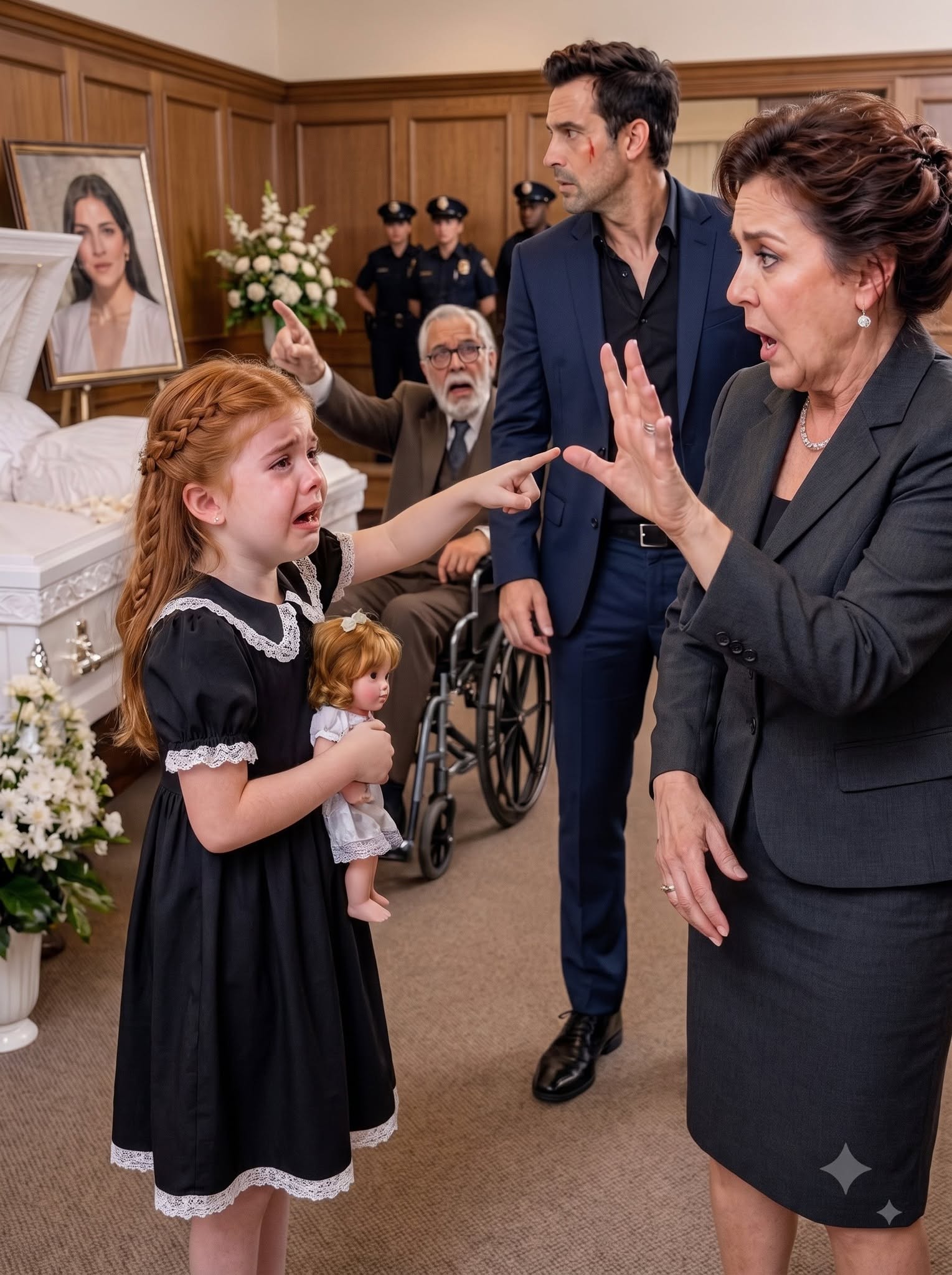 My six-year-old daughter accused my own mother of lying at my wife’s funeral—and then whispered that my brother had terrified her mother before she died. “Daddy… Grandma took Mommy’s phone,” she said, trembling against me, and in that instant, I knew I couldn’t let them bury my wife until I discovered what had happened inside our house.