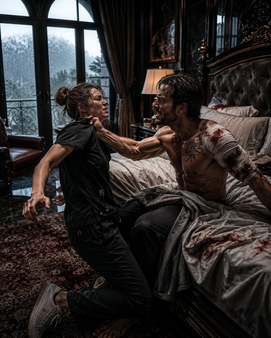 Six nurses had quit in five days before I walked into Dominic Rossi’s bedroom and found blood soaking through Egyptian cotton sheets. Everyone warned me the wounded mafia boss was determined to bleed himself to death, but with rent due Monday and almost nothing left in my bank account, fear had become a luxury I could no longer afford.