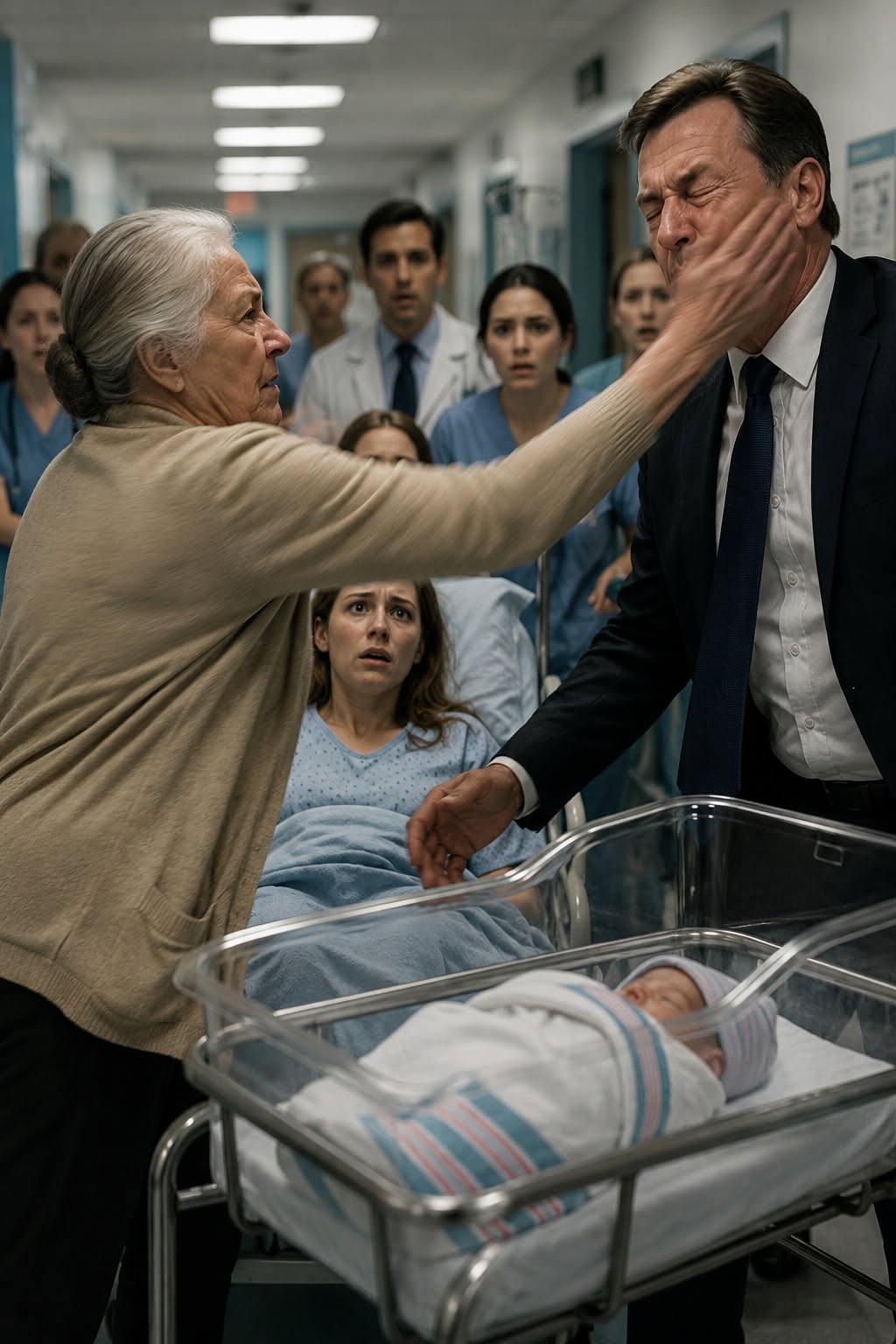 The eighty-year-old woman slapped the hospital director before anyone understood why.