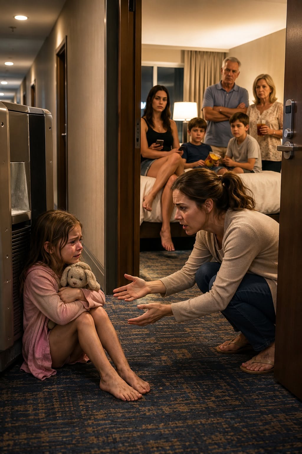 My Sister Locked My Six-Year-Old Daughter Barefoot in a Hotel Hallway for Three Hours and Said, “That Room Is for Family Only”—While My Parents Sat Inside and Did Nothing. I Quietly Took My Child, Changed Hotels, and Called Management… Then Learned Someone in My Family Had Invented a Fake Billing Emergency Just to Get Me Away From Her.