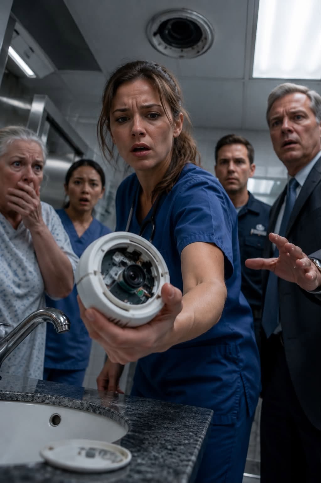 Nurse Rachel Morgan ripped the smoke detector from the hospital bathroom ceiling thirteen seconds before security officers pinned her against the wall.