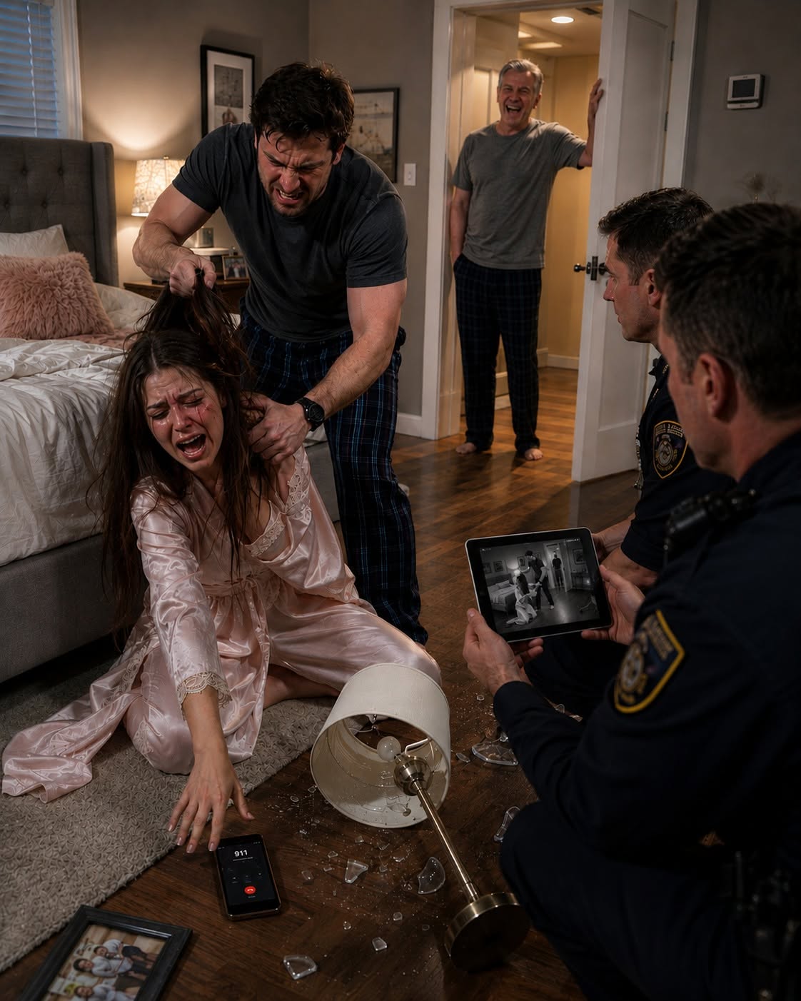 They laughed while my brother dragged me across the floor by my hair, convinced no one would ever believe me again. But the second two police officers watched the hidden camera I had secretly installed in my bedroom, the lies my family had spent years building collapsed in front of their eyes. That night, the people who had always painted me as the problem finally became the evidence against themselves.