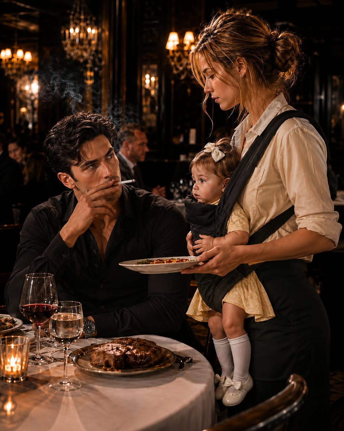 A multi-million-dollar deal was supposed to be the most important thing on my mind that night, until I looked across a Chicago steakhouse and saw my ex-wife clearing wineglasses with a baby strapped to her chest. Then one question escaped my mouth before I could stop it: “Is she mine?”