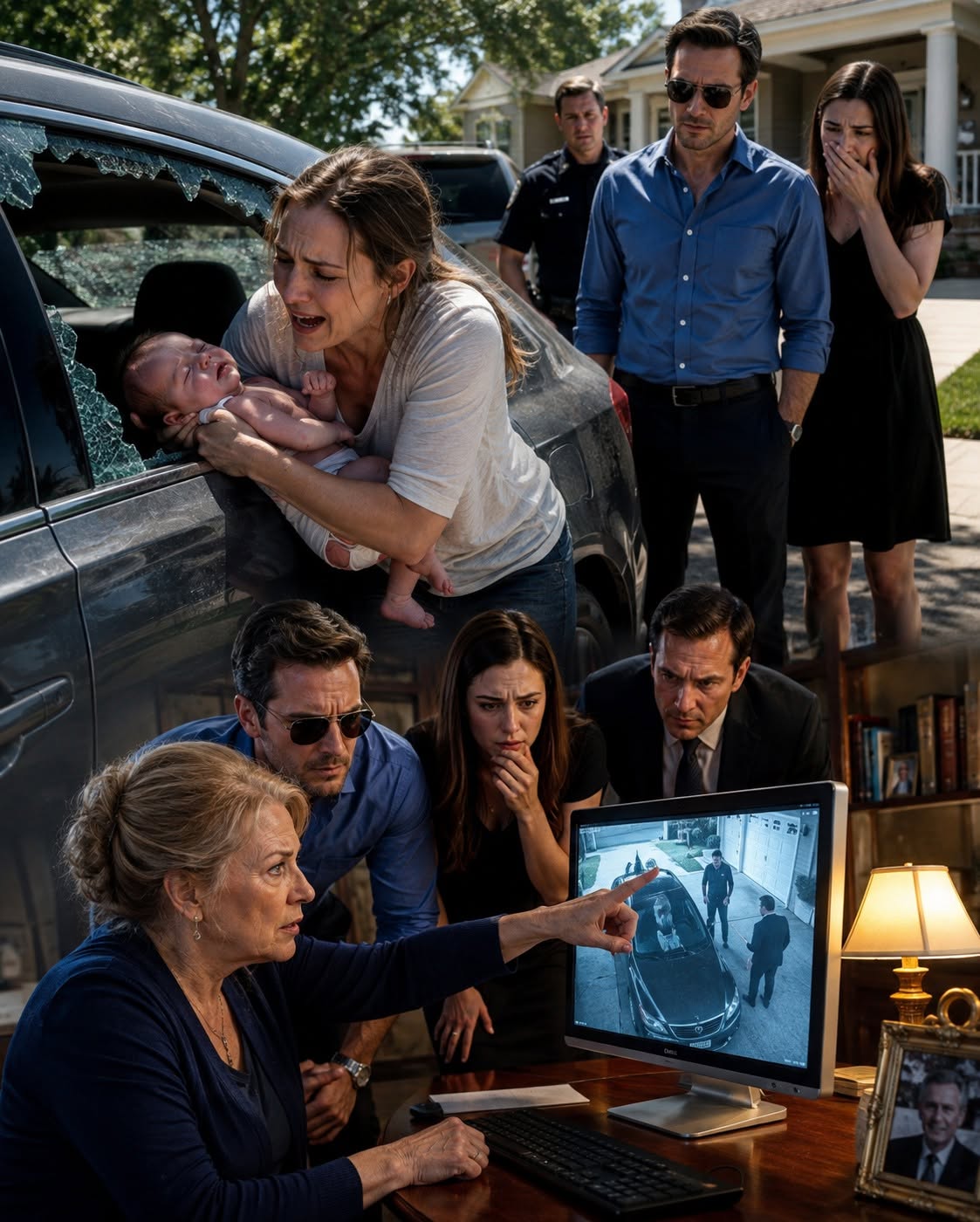 My son-in-law and his mistress left my daughter and her three-week-old baby trapped inside a locked car in unbearable heat. I smashed the window and pulled them out as fast as I could. My daughter could barely breathe, but before she passed out, she whispered two names: “Tyler… Vanessa.”