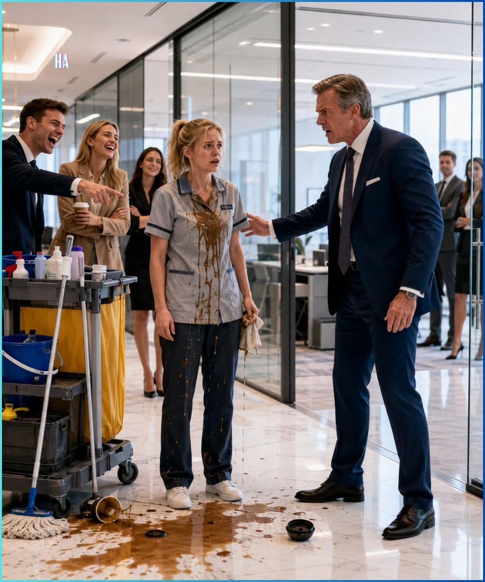 They Poured Scalding Coffee on the New Janitor and Laughed Until the CEO Walked In and Called Her His Daughter