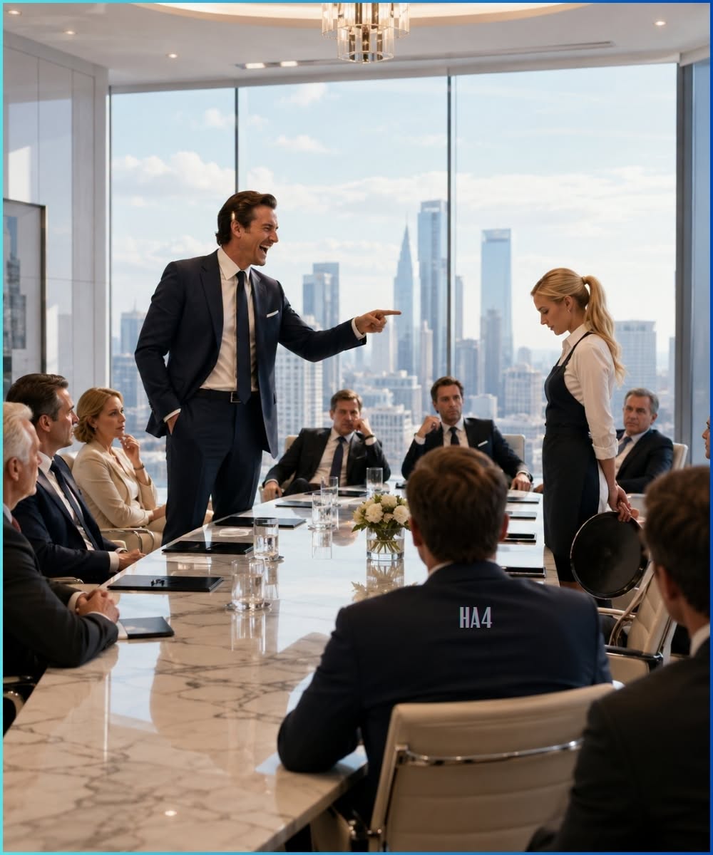 He laughed at his waitress wife in front of the board, unaware she owned every debt beneath his empire