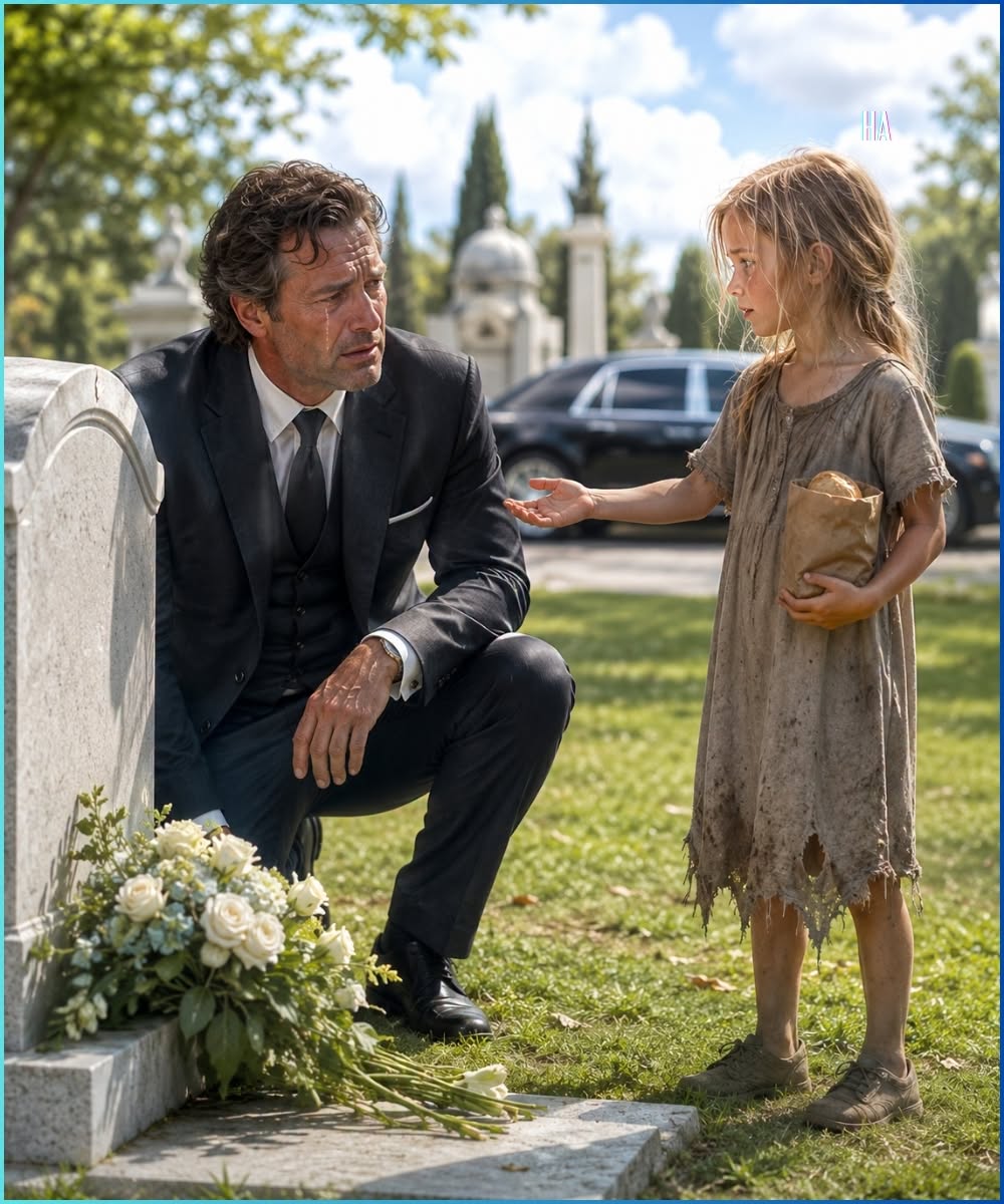 A Millionaire Was Crying at His Daughter’s Grave When a Hungry Little Girl With Her Face Asked Him for Bread