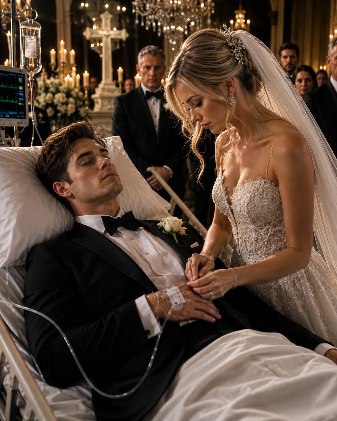 Eight months after Chicago’s most feared mafia boss fell into a coma, I was forced to marry him while powerful men stood around his hospital bed laughing at us. They thought he couldn’t hear a single word—but the moment I leaned close and whispered a promise into his ear, the heart monitor suddenly changed, and I knew something impossible had just happened.