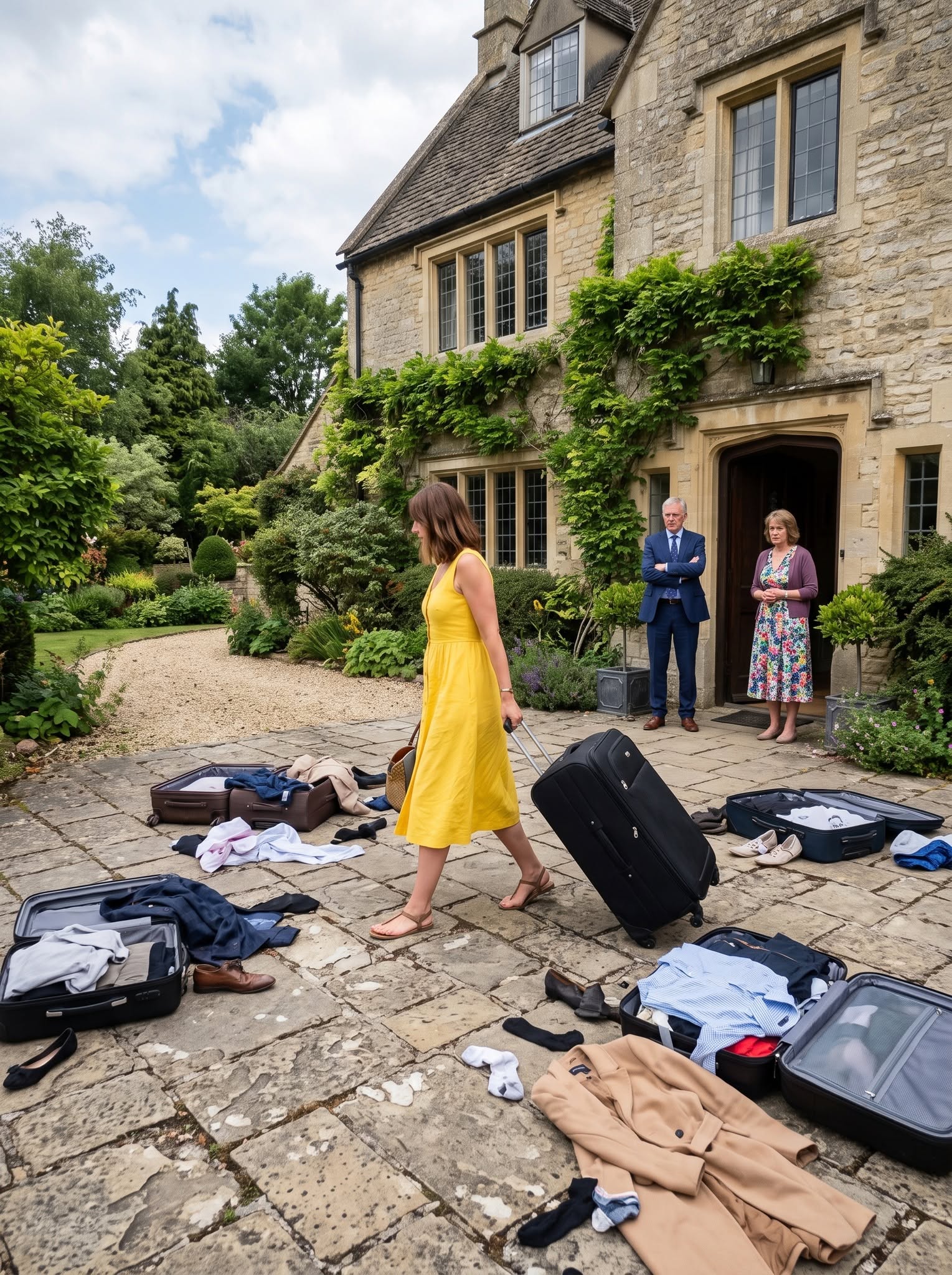 "My husband lost his temper because I refused to let his mother into the house. The next morning, he placed a makeup bag beside me and said, “My mother’s here for lunch. Freshen up and smile.” But when he returned at midday, he found every piece of his clothing scattered across the garden… because that house had never belonged to him. It was mine.