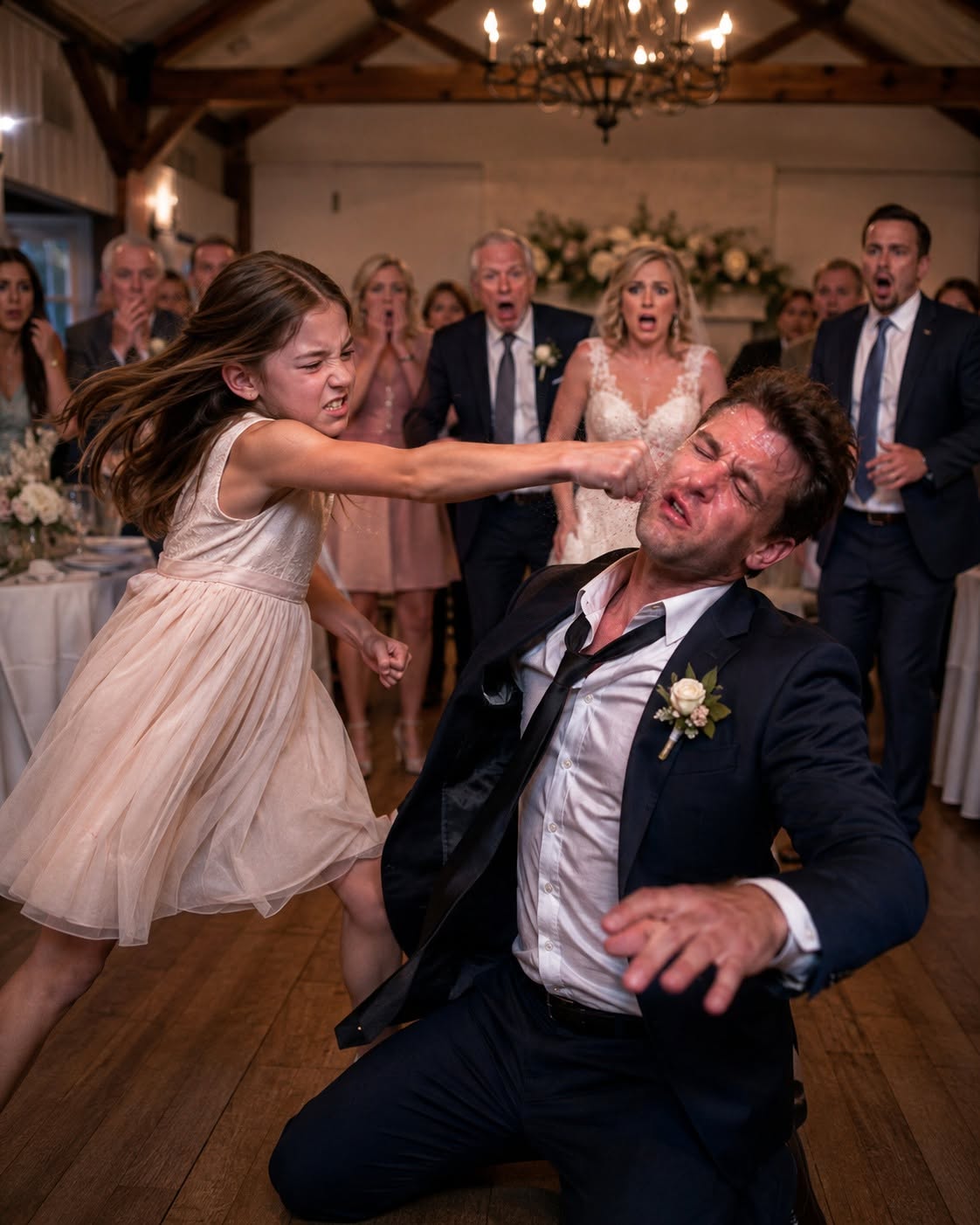 At my ex-wife's wedding, my 12-year-old daughter beat the groom unconscious in front of everyone. They called her dangerous and wanted her charged. I flew home from Germany, asked for her side