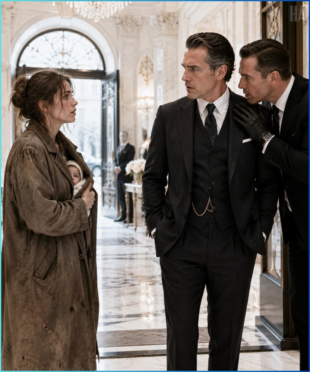 “Sir, She’s Been Sleeping Here,” the Guard Whispered—And the Mafia Boss Stopped Smiling When He Saw the Baby Under Her Coat