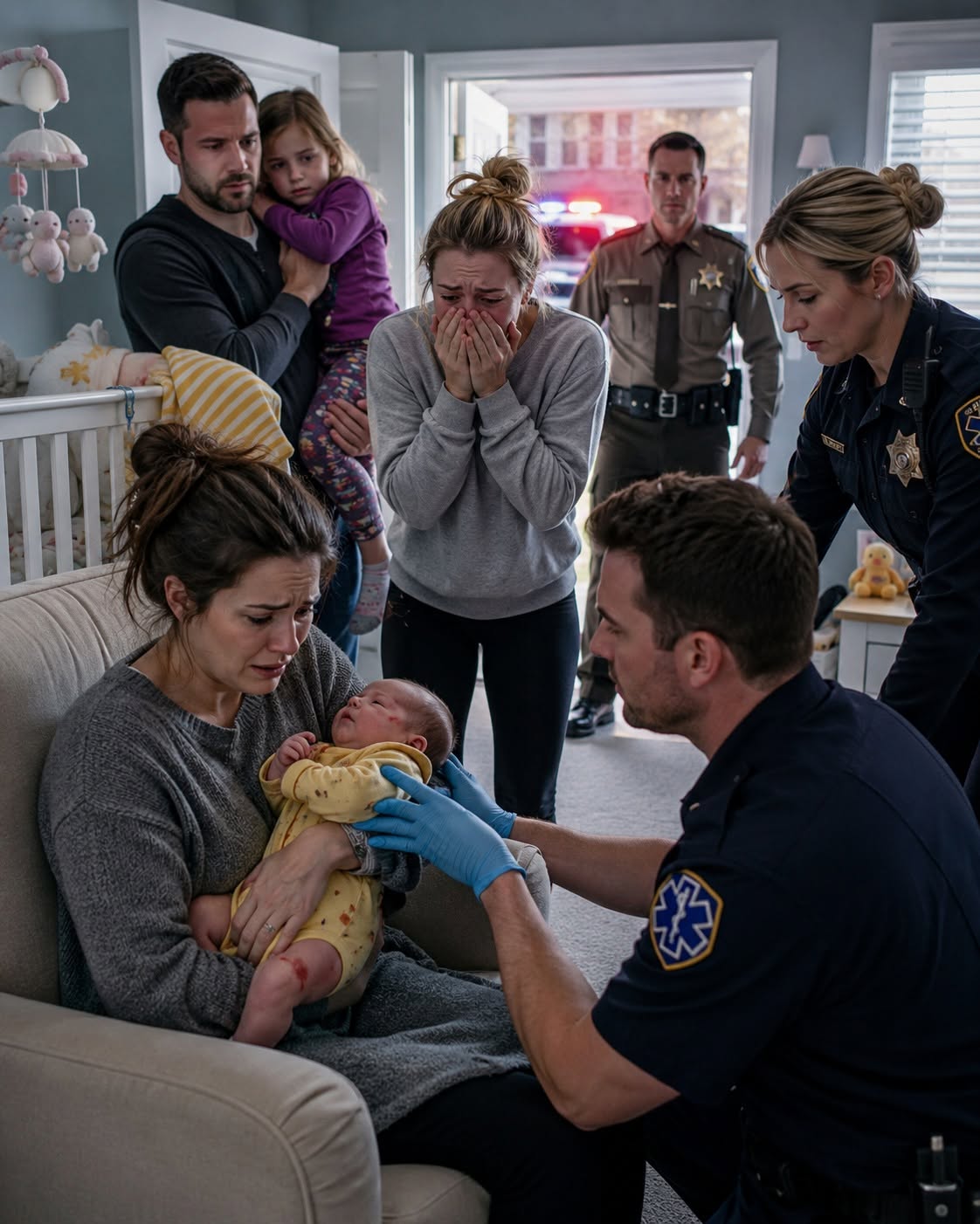 While babysitting my newborn niece, I noticed something was wrong beneath her little yellow onesie. I froze, unable to speak. My husband immediately took our daughter out of the room and called 911. But when the baby’s mother finally arrived… she didn’t look surprised at all.