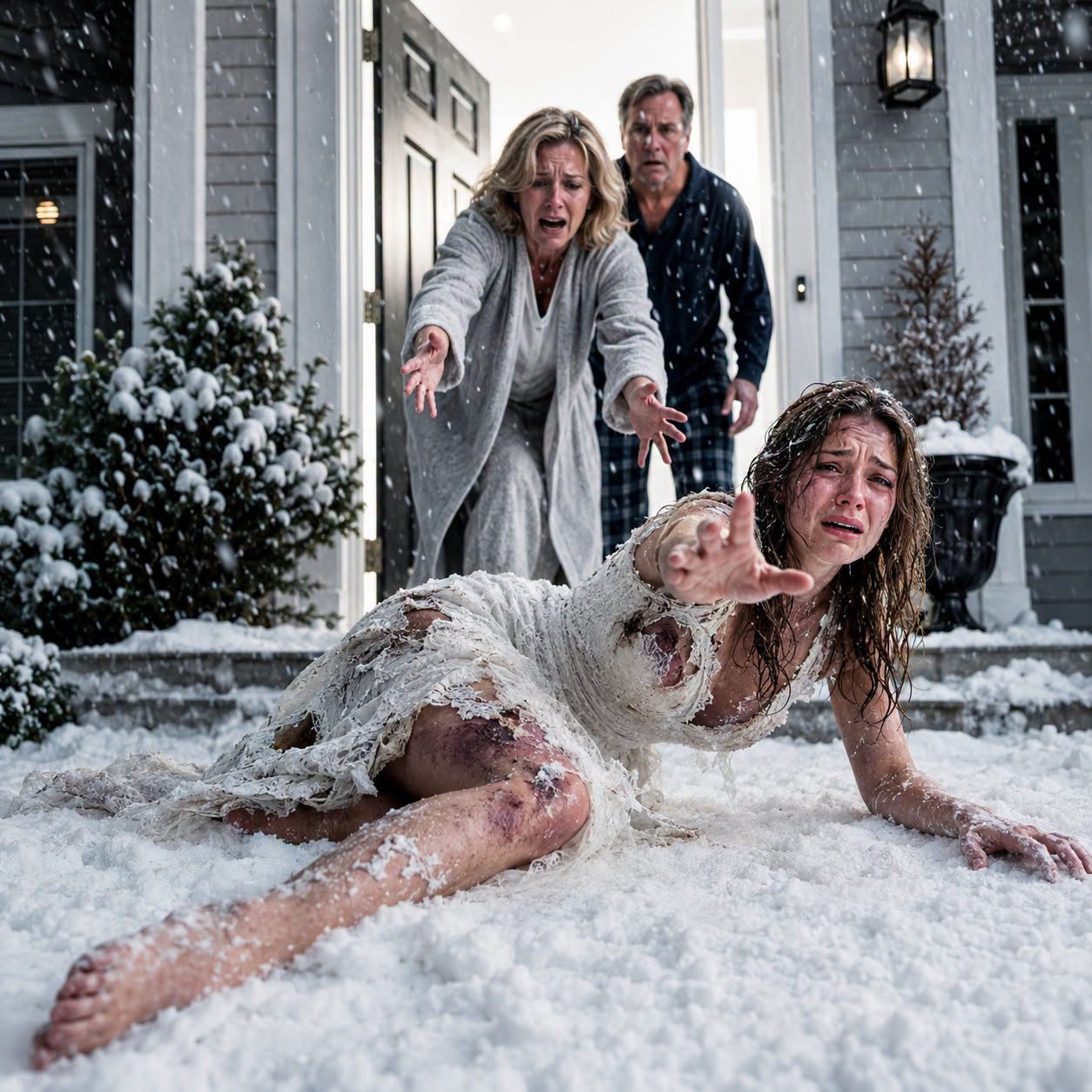 My daughter stumbled into the house before dawn, her wedding dress torn to shreds, her face swollen, crying and saying, "Please hide me before my husband finds me." We believed she had escaped her husband's brutal beating after the wedding, but the secret behind it was even more horrifying...