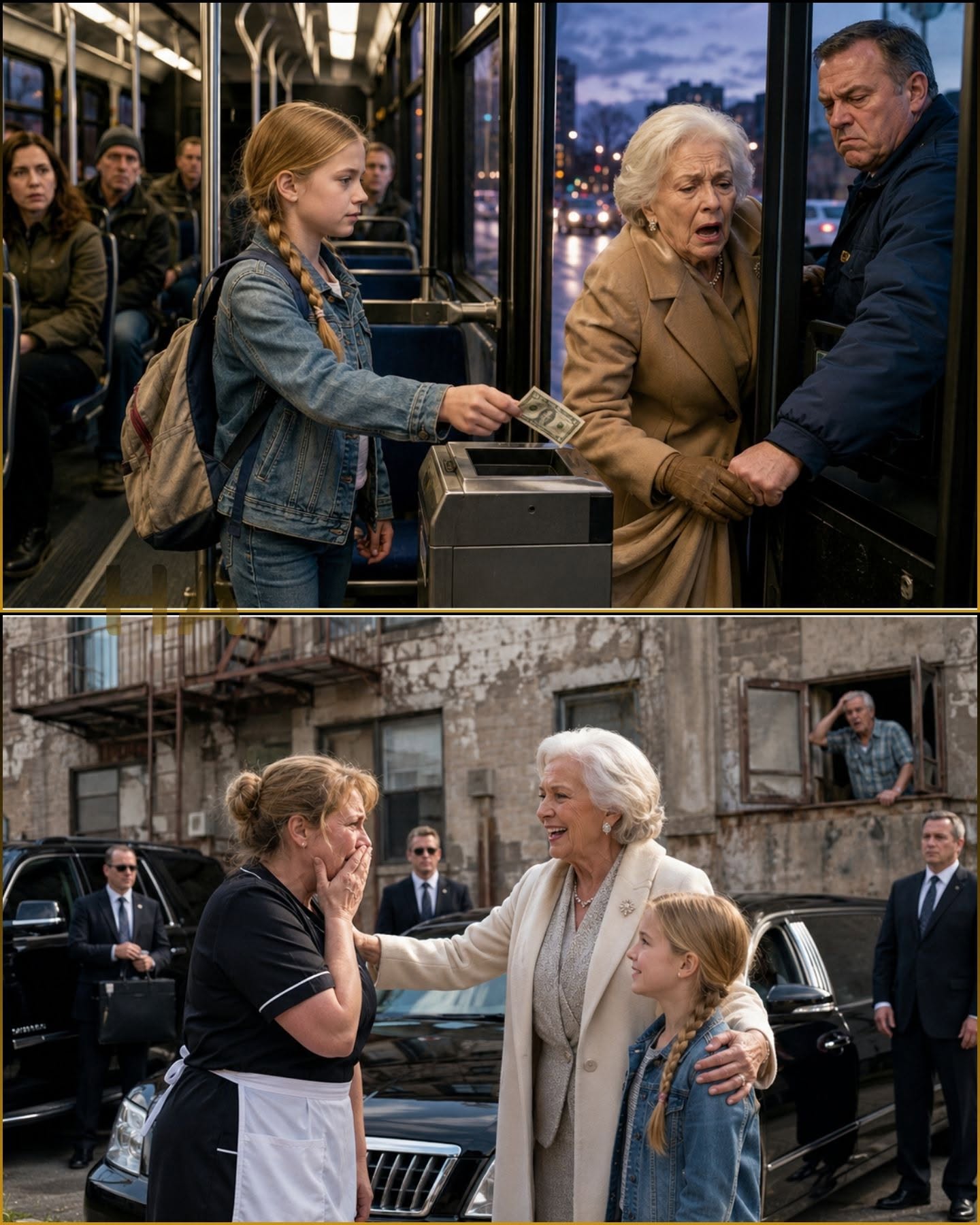 Maid's Daughter Paid Bus Fare for an Old Lady, Unaware She's a Billionaire.... And The Five Dollars the Maid’s Daughter Gave Away—And the Billionaire Who Came Back With the Truth
