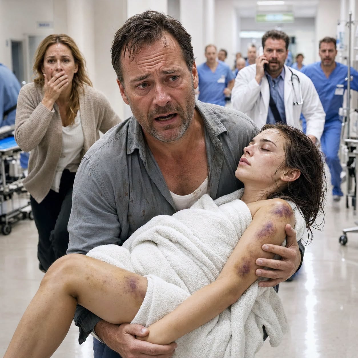 My stepfather beat me every day as a form of entertainment. One day, he knocked me unconscious, and when he took me to the hospital, my mother said, "It was because she accidentally slipped while bathing." As soon as the doctor looked at me, he picked up the phone and called 911.