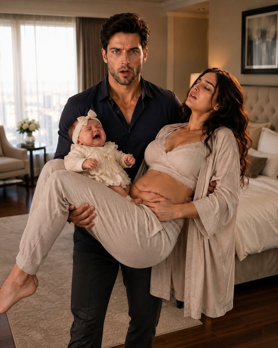 I came home two days early on New Year's Eve, dreaming of holding my newborn son for the first time. Instead, I found my wife recovering from emergency surgery, starving in a freezing apartment while our baby cried beneath a blanket too thin to keep him warm. I didn't scream or lose my temper. I quietly checked the security cameras—and what they revealed would end with police reports, canceled bank accounts, and my own family begging for mercy.