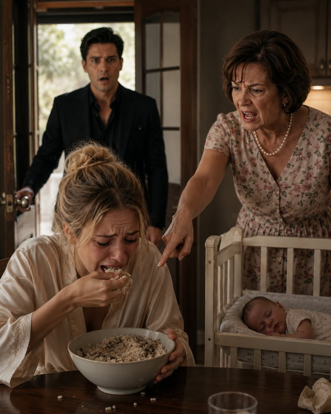 I paid my own mother $1,500 every month to take care of my wife after she gave birth. I believed my wife was being loved and cared for while I worked long hours to provide for our family. Then I came home early one afternoon and found her secretly eating spoiled rice mixed with fish bones—and what I uncovered next made me question everything I thought I knew about my own mother.