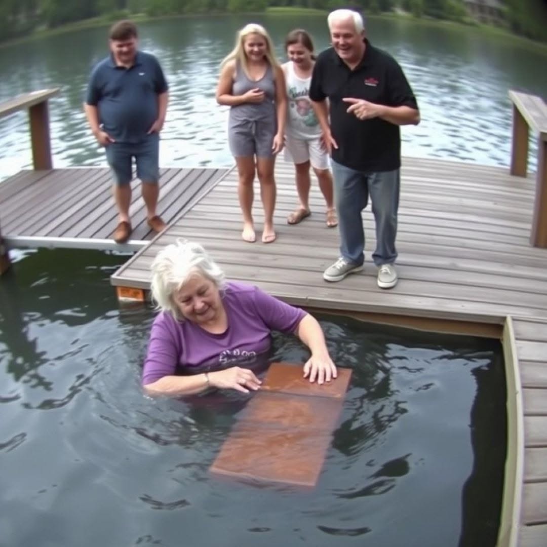 A grandson pushed his grandmother into the lake, knowing full well she couldn't swim and was afraid of water, just for fun. Relatives stood nearby, laughing, but none of them could have imagined what the woman would do as soon as she got out of the water. 😢😱