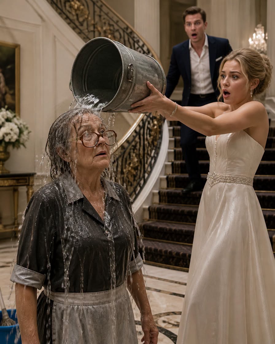 “Who Do You Think You Are?” My Son’s Fiancée Dumped Filthy Water Over Me, Thinking I Was Just the Housekeeper—Until I Removed My Glasses and Exposed the Truth She Never Saw Coming.