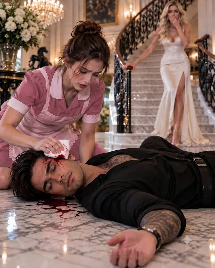 Blood was spreading across the white marble beneath my face when I decided not to move. The fall had barely hurt me, but as my maid dropped to her knees beside me and the woman I was about to marry froze at the top of the staircase, I realized pretending to be helpless might reveal something far more dangerous than any enemy ever had.