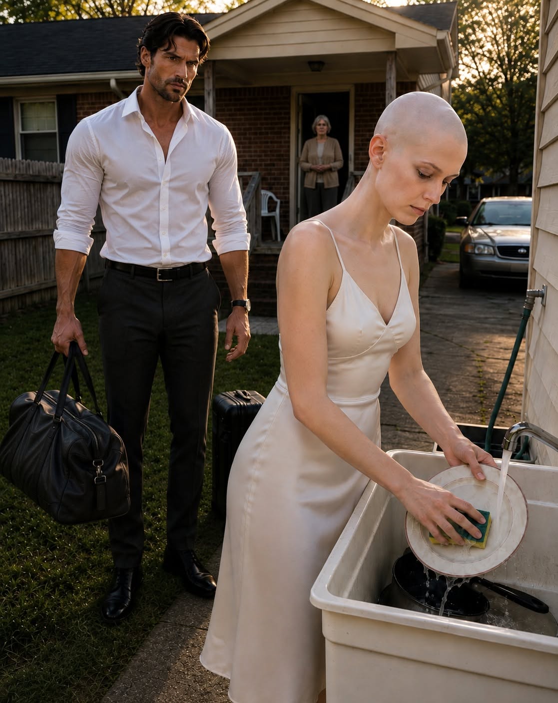 For four years, I sent almost $100,000 back home while I was overseas. Then I returned without telling anyone and found my wife BALD, painfully thin, washing dishes behind the house. “She did this to herself,” my mother said. But Gwen was hiding a truth that would destroy me.