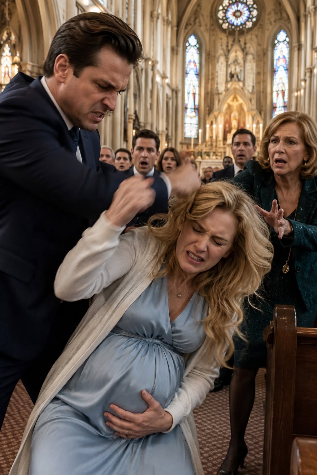 The CEO Struck His Pregnant Wife Before a Silent Church—Then Her Missing Mother Walked In Holding His Ruin