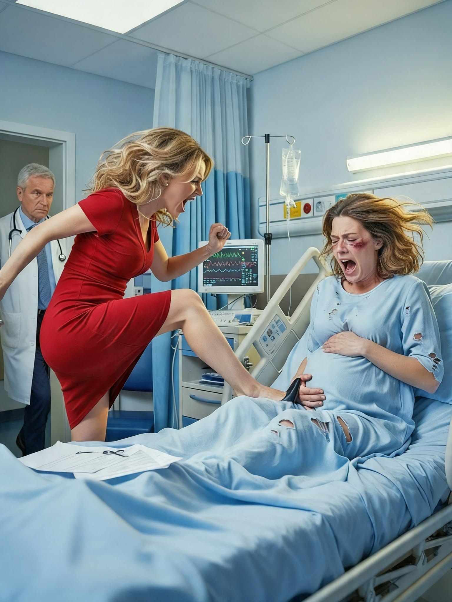 The Mistress Kicked His Pregnant Wife in the Hospital—Then the Director Walked In and Called Her Family