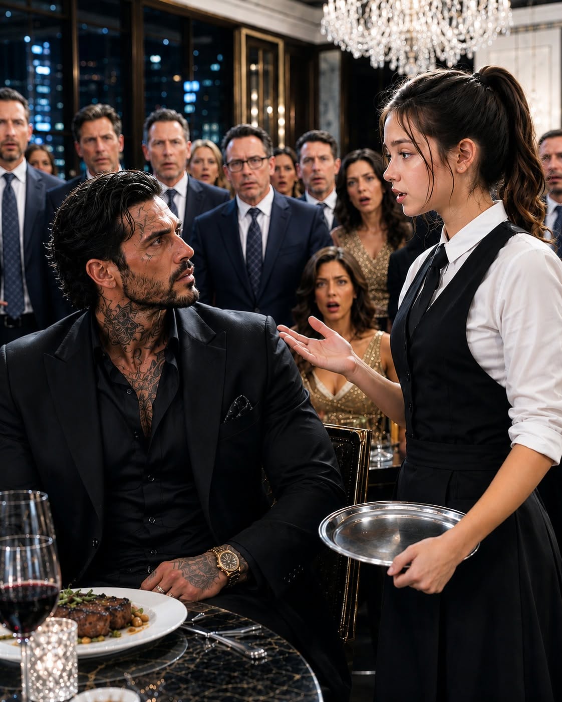 A 13-Year-Old Girl Stood Behind A Waitress Tray While A Powerful Mafia Boss Offered $100,000 To Anyone Who Could Answer His Ancient Language Challenge. He Expected To Humiliate Everyone In The Room, Until One Quiet Child Spoke A Forgotten Word That Revealed A Secret His Family Had Protected For Generations.